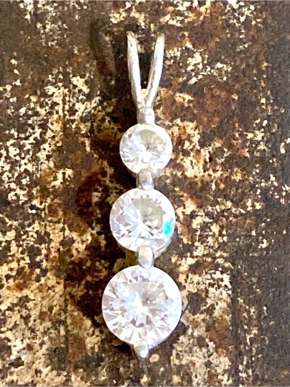 925 Trilogy Pendant Sterling Silver Three Stone Drop Pendant